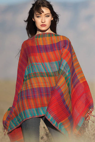 Kalya Wool & Cotton Shawl II Multi Plaid
