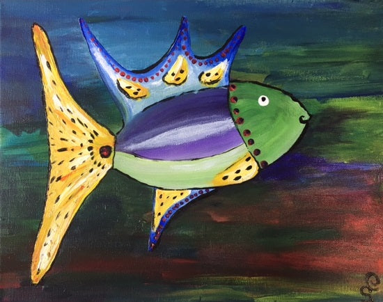 Colorful Grounds Paint & Sip Party: Jazzy Fish & Frolic
